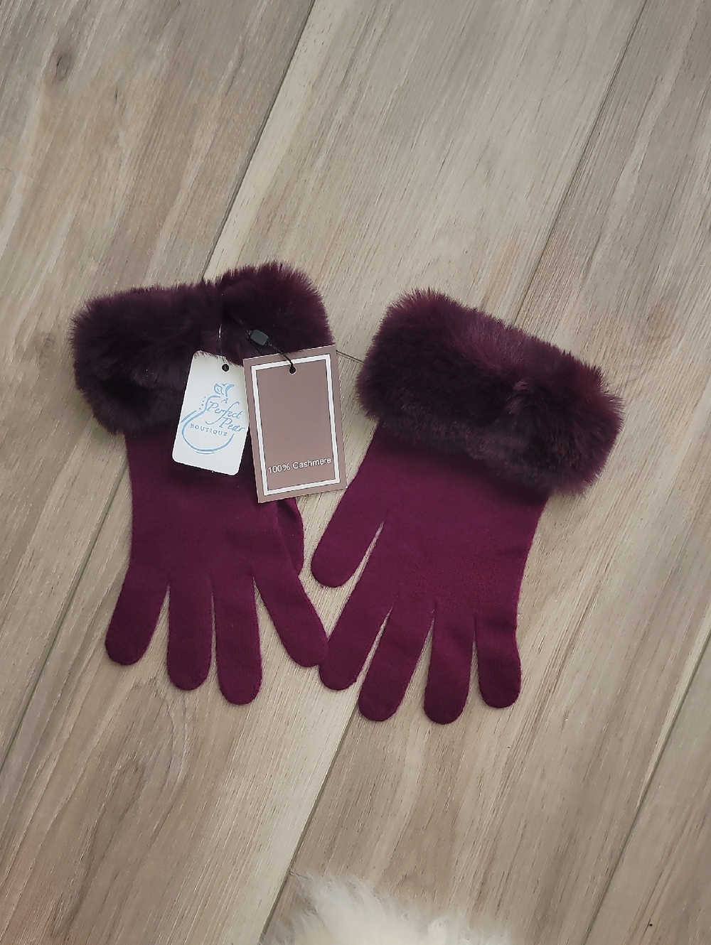 Faux Fur Trim Cashmere Gloves